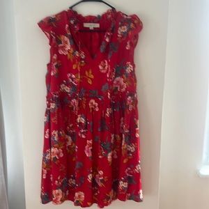 Loft red floral dress size small